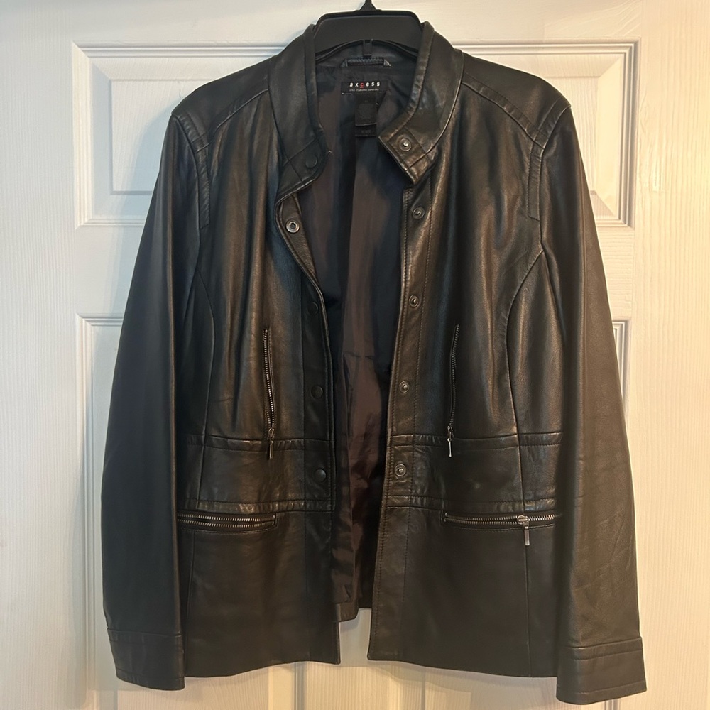 Access Leather Blazer Jacket Coat size Large